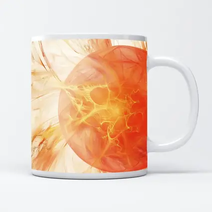 Abstract Orange Fractal Sphere On White