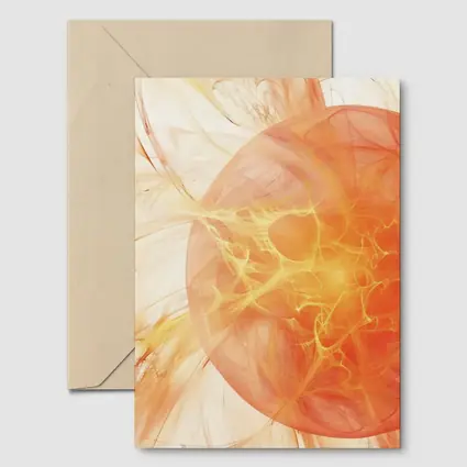 Abstract Orange Fractal Sphere On White