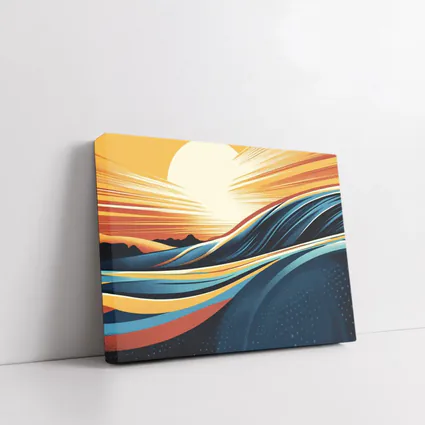 Abstract Ocean Waves Sunset Golden Sky
