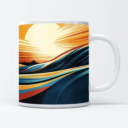 Abstract Ocean Waves Sunset Golden Sky