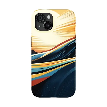Abstract Ocean Waves Sunset Golden Sky