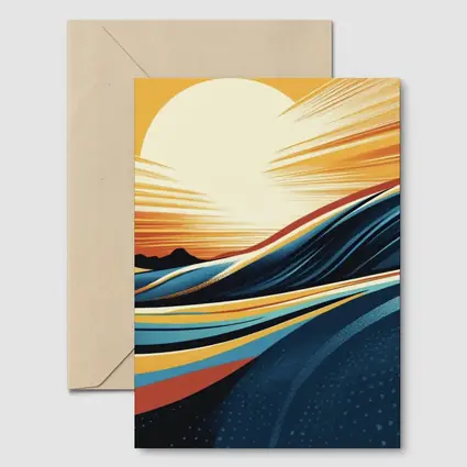 Abstract Ocean Waves Sunset Golden Sky