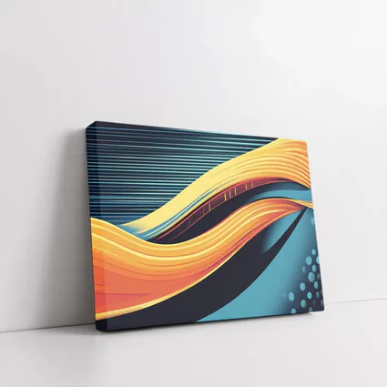Bold Yellow Wave Abstract Dark Blue Background