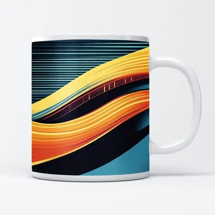 Bold Yellow Wave Abstract Dark Blue Background