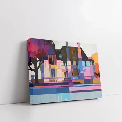 Colorful Geometric House Architecture Pop Art