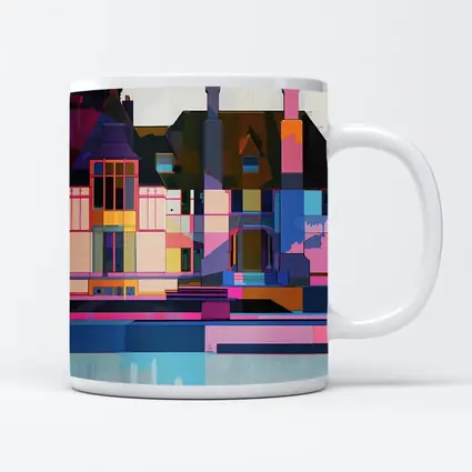 Colorful Geometric House Architecture Pop Art