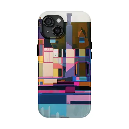 Colorful Geometric House Architecture Pop Art