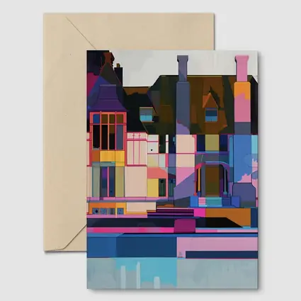 Colorful Geometric House Architecture Pop Art