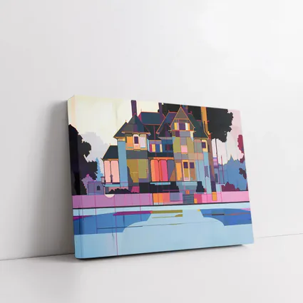 Victorian House Pool Geometric Pop Art