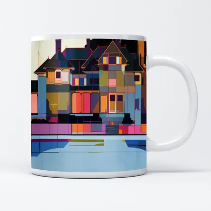 Victorian House Pool Geometric Pop Art