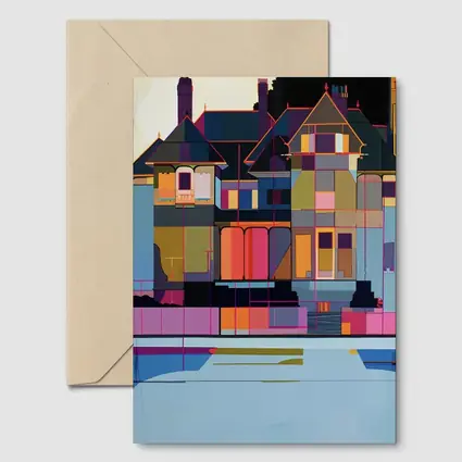 Victorian House Pool Geometric Pop Art