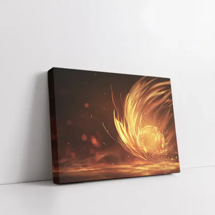 Fiery Golden Orb Abstract Dark Background