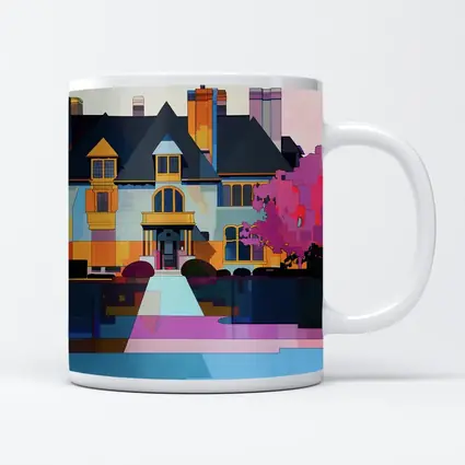 Victorian Mansion Geometric Flat Art Style