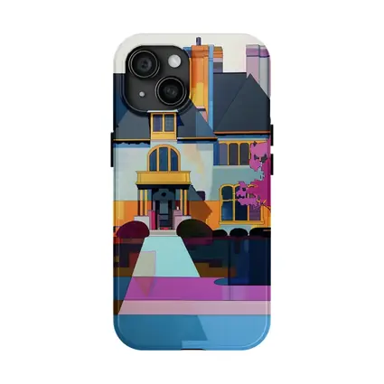 Victorian Mansion Geometric Flat Art Style