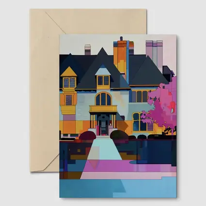 Victorian Mansion Geometric Flat Art Style
