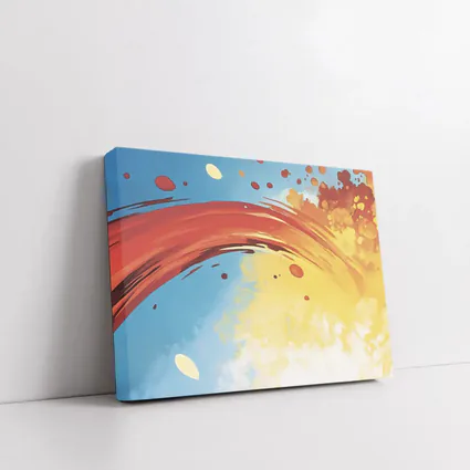 Red Abstract Swirl Blue Yellow Background