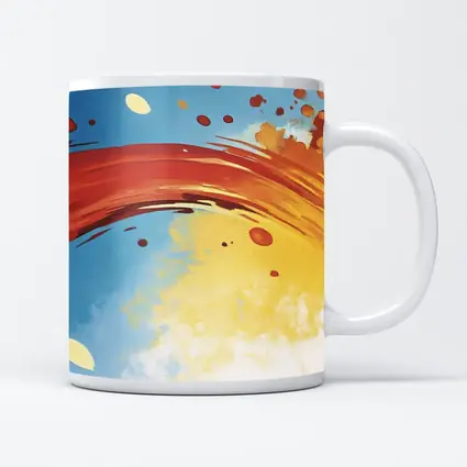 Red Abstract Swirl Blue Yellow Background