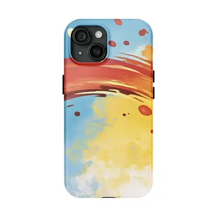 Red Abstract Swirl Blue Yellow Background