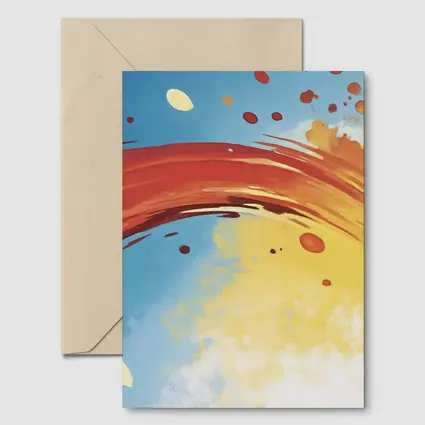Red Abstract Swirl Blue Yellow Background