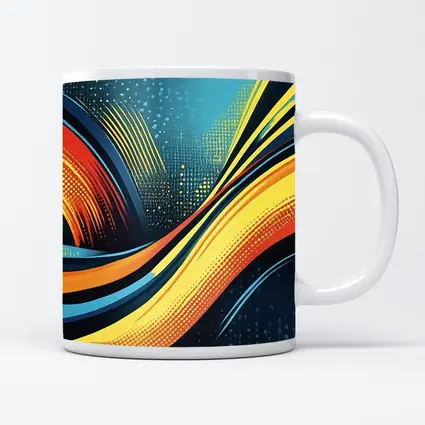 Bold Wave Abstract Art Blue Orange