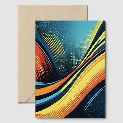 Bold Wave Abstract Art Blue Orange