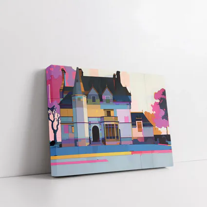 Colorful Victorian Mansion Pop Art Style