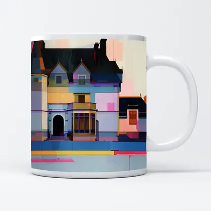 Colorful Victorian Mansion Pop Art Style