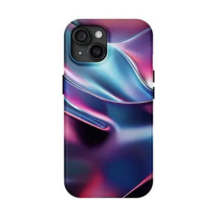 Iridescent Metallic Abstract Purple Blue Waves