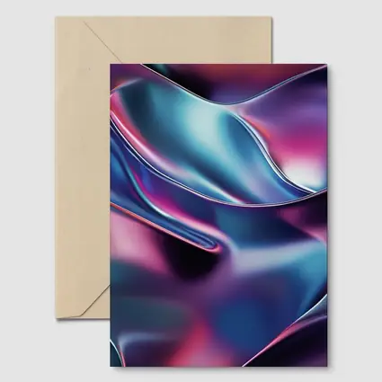 Iridescent Metallic Abstract Purple Blue Waves