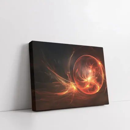 Fiery Red Abstract Fractal Energy Sphere Art