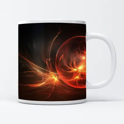 Fiery Red Abstract Fractal Energy Sphere Art