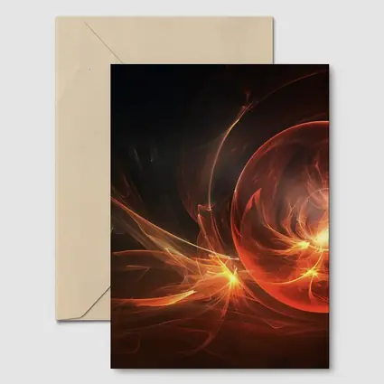 Fiery Red Abstract Fractal Energy Sphere Art