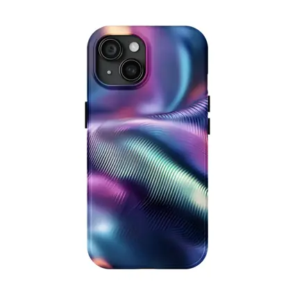 Holographic Iridescent Waves Abstract Purple Blue
