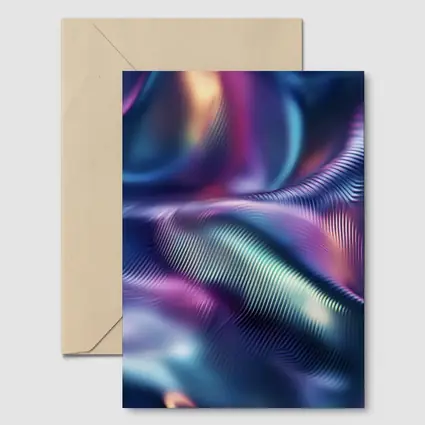 Holographic Iridescent Waves Abstract Purple Blue