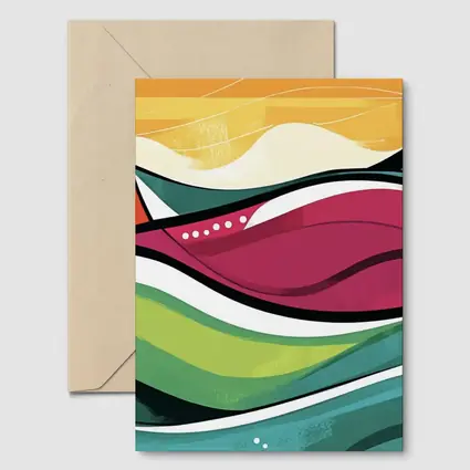 Colorful Abstract Rolling Waves Landscape Art
