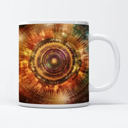 Cosmic Mandala Abstract Warm Glowing Circle Art