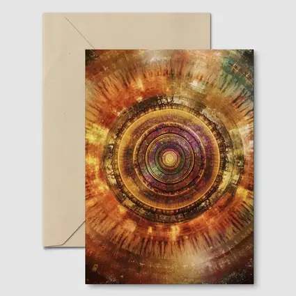 Cosmic Mandala Abstract Warm Glowing Circle Art