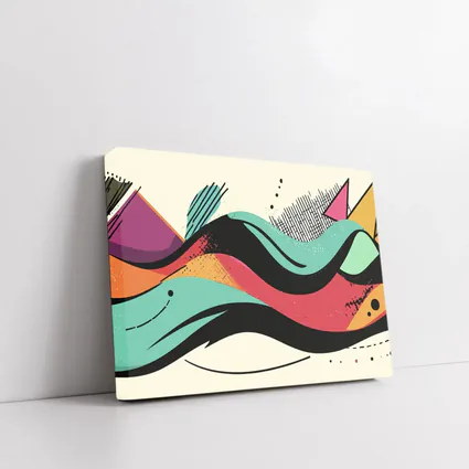 Retro Abstract Wave Art Colorful Bold Design