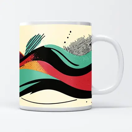 Retro Abstract Wave Art Colorful Bold Design
