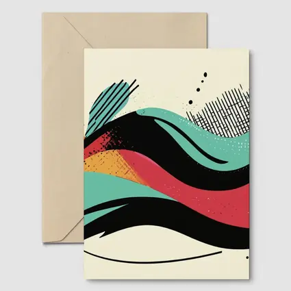 Retro Abstract Wave Art Colorful Bold Design