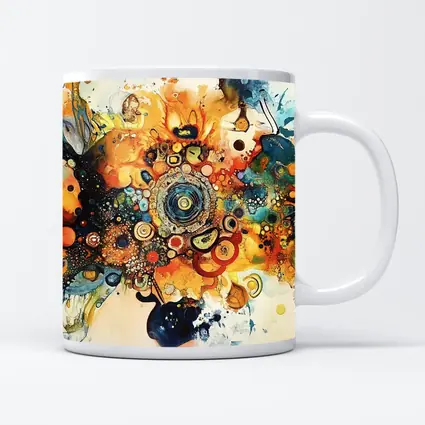 Colorful Abstract Watercolor Circles Cosmic Explosion