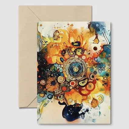Colorful Abstract Watercolor Circles Cosmic Explosion