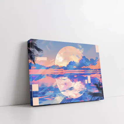 Tropical Moon Reflection Lofi Art