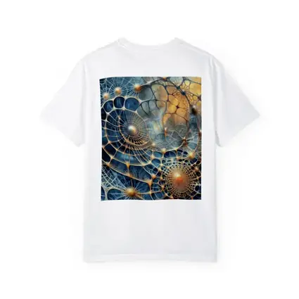 Abstract Blue Gold Fractal Web Network Art