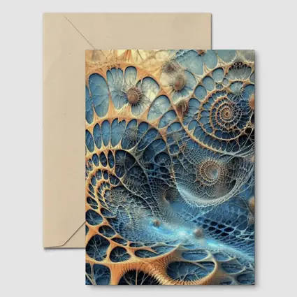 Blue Fractal Spiral Abstract Digital Art
