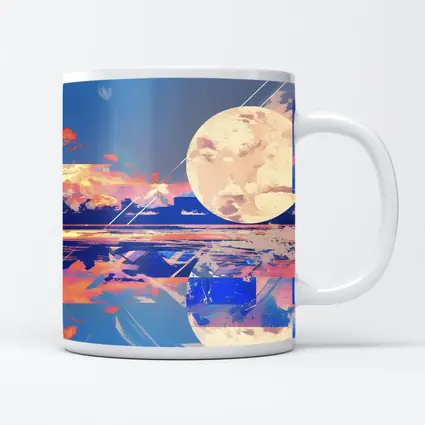 Collage Moon Tropical Beach Sunset Art