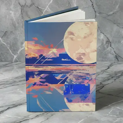 Collage Moon Tropical Beach Sunset Art