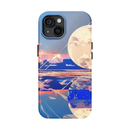Collage Moon Tropical Beach Sunset Art