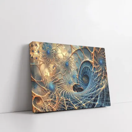 Fractal Web Spiral Abstract Blue Gold