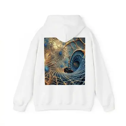 Fractal Web Spiral Abstract Blue Gold